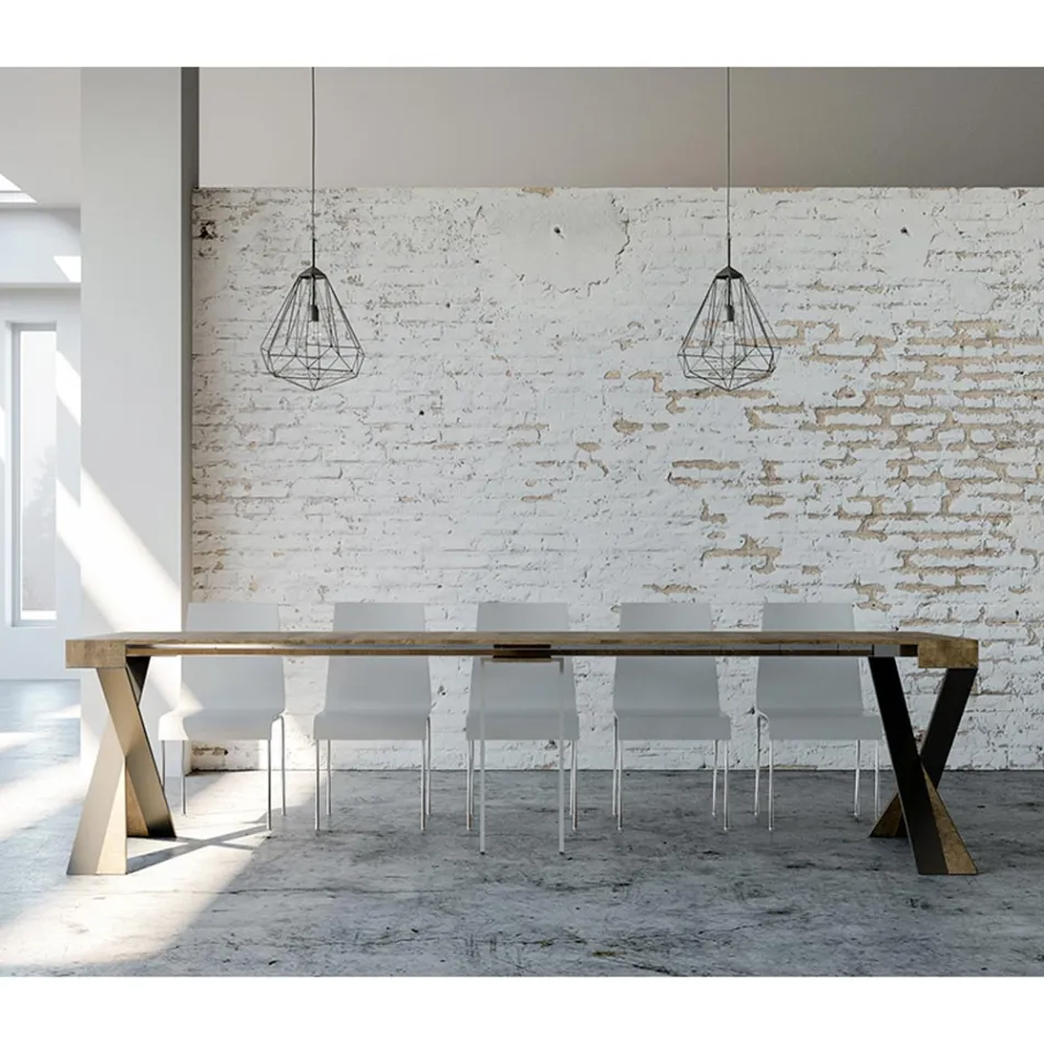 Moderne konsol, der kan forlænges til 300 cm med antracitramme lavet i Italien - Avventura Viadurini