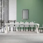 Moderne konsol, der kan forlænges til 300 cm med hvid ramme lavet i Italien - spejl Viadurini