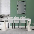 Moderne konsol, der kan forlænges til 300 cm med hvid ramme lavet i Italien - spejl Viadurini