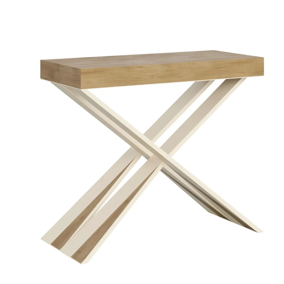 Moderne konsol, der kan forlænges til 300 cm med hvid ramme lavet i Italien - spejl Viadurini