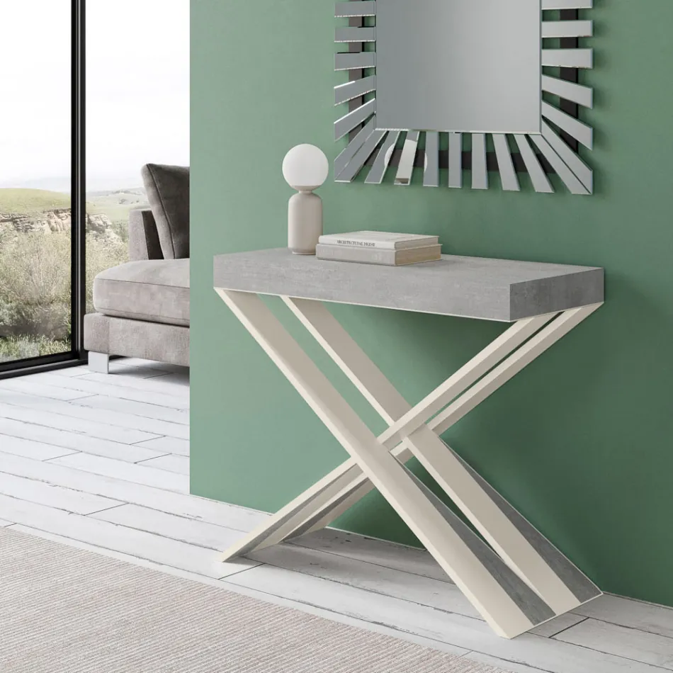 Moderne konsol, der kan forlænges til 300 cm med hvid ramme lavet i Italien - spejl Viadurini