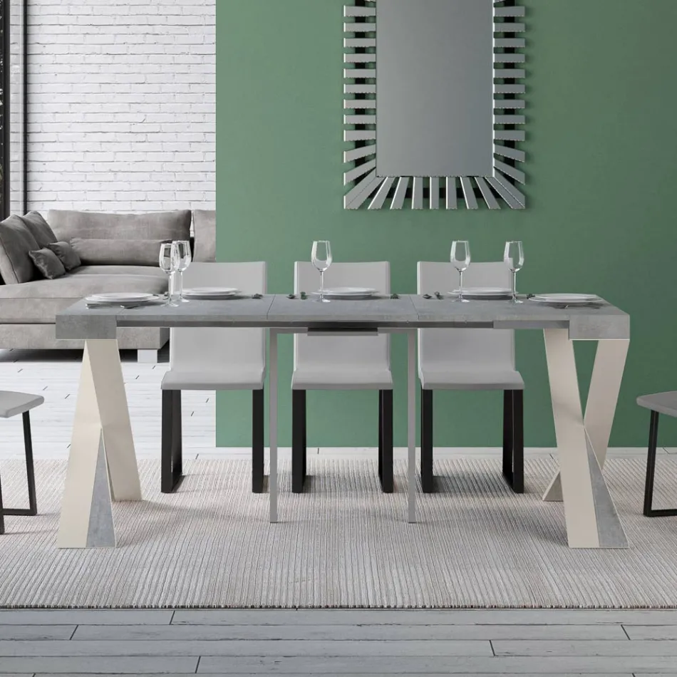 Moderne konsol, der kan forlænges til 300 cm med hvid ramme lavet i Italien - spejl Viadurini