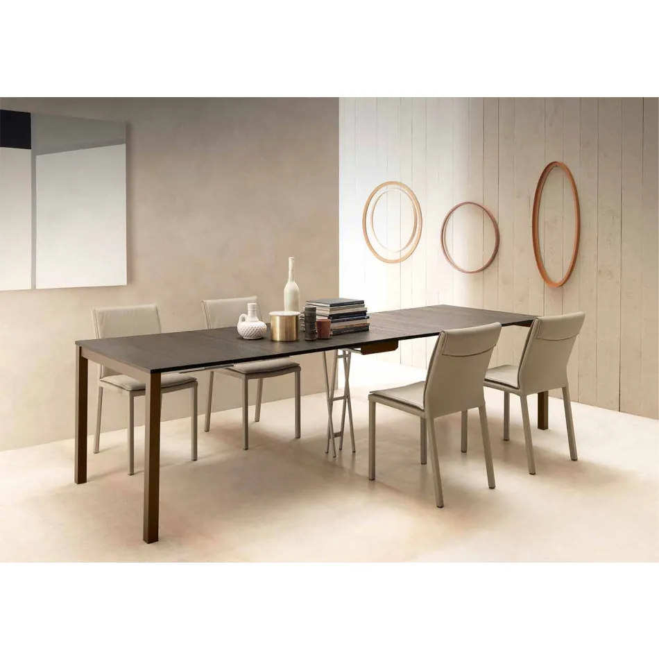 Udvidelig moderne konsol i egetræ og metal fremstillet i Italien - Nappo Viadurini