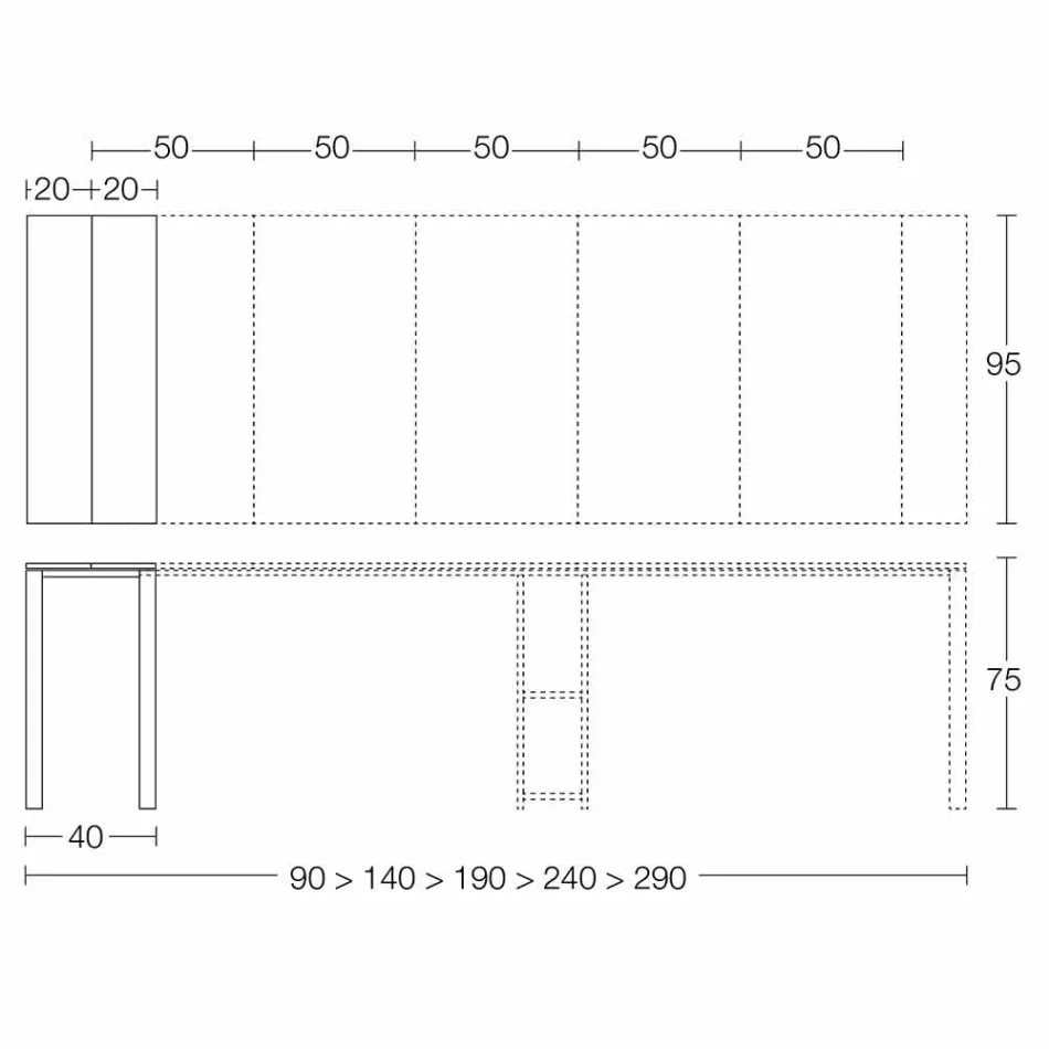 Udvidelig moderne konsol i egetræ og metal fremstillet i Italien - Nappo Viadurini