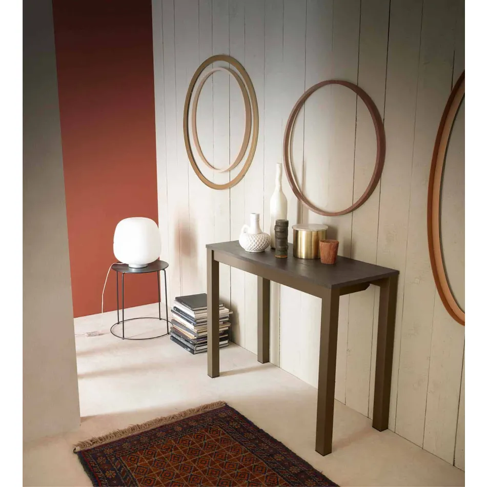 Udvidelig moderne konsol i egetræ og metal fremstillet i Italien - Nappo Viadurini