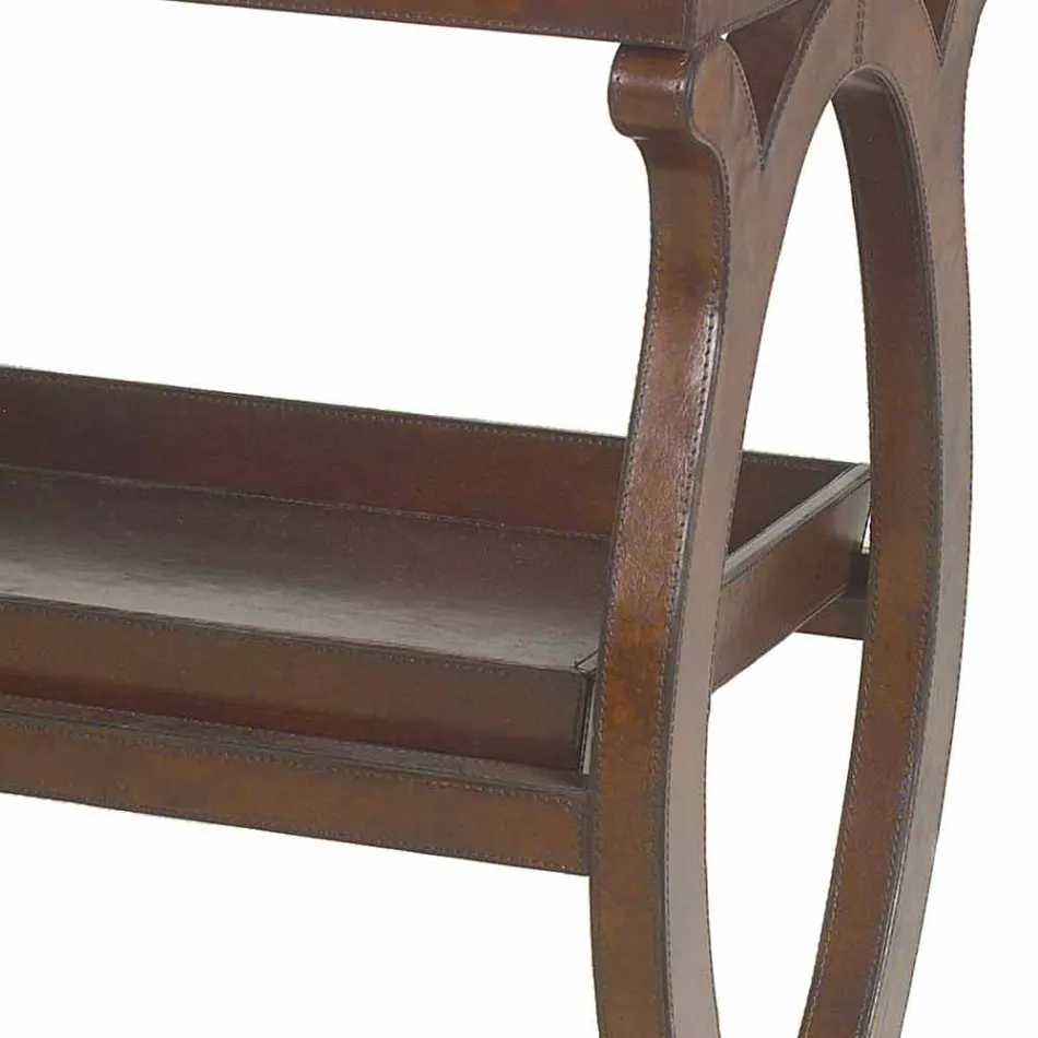 moderne konsol med Walter bakke i brun læderjakke Viadurini