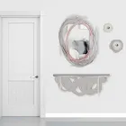 Moderne designkonsol i sand og beige træ til vægmontering - Orbit Viadurini