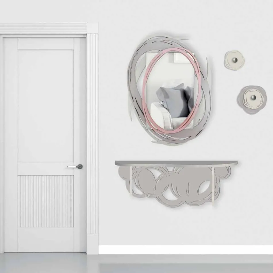 Moderne designkonsol i sand og beige træ til vægmontering - Orbit Viadurini