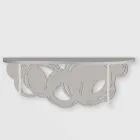 Moderne designkonsol i sand og beige træ til vægmontering - Orbit Viadurini