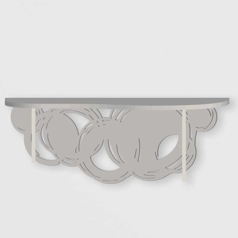 Moderne designkonsol i sand og beige træ til vægmontering - Orbit Viadurini