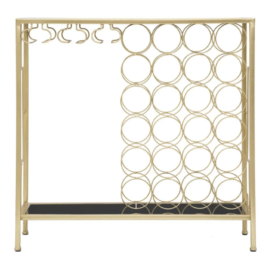 Glasflaskeholderkonsol med gylden jernstruktur - Vicio Viadurini