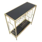 Glasflaskeholderkonsol med gylden jernstruktur - Vicio Viadurini