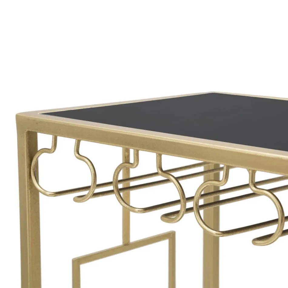 Glasflaskeholderkonsol med gylden jernstruktur - Vicio Viadurini