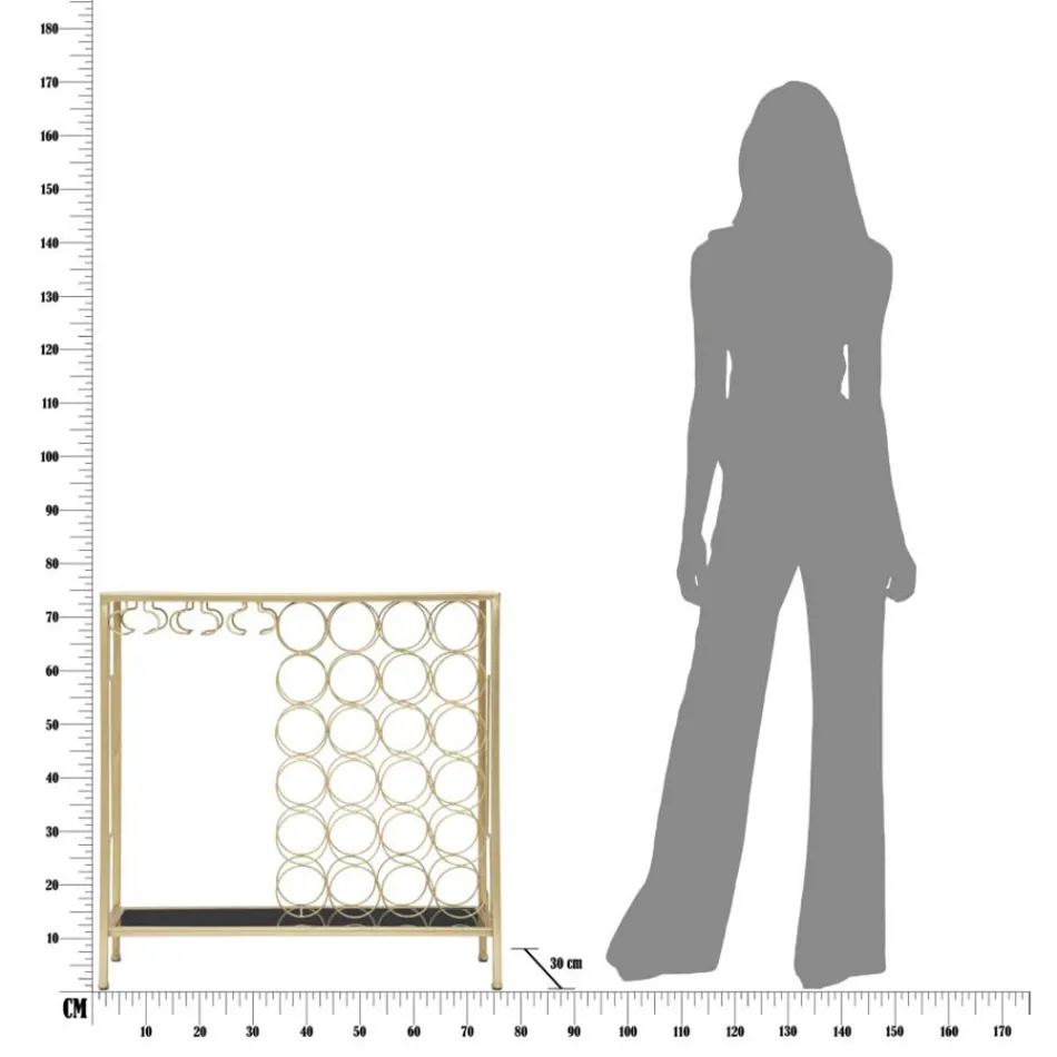 Glasflaskeholderkonsol med gylden jernstruktur - Vicio Viadurini