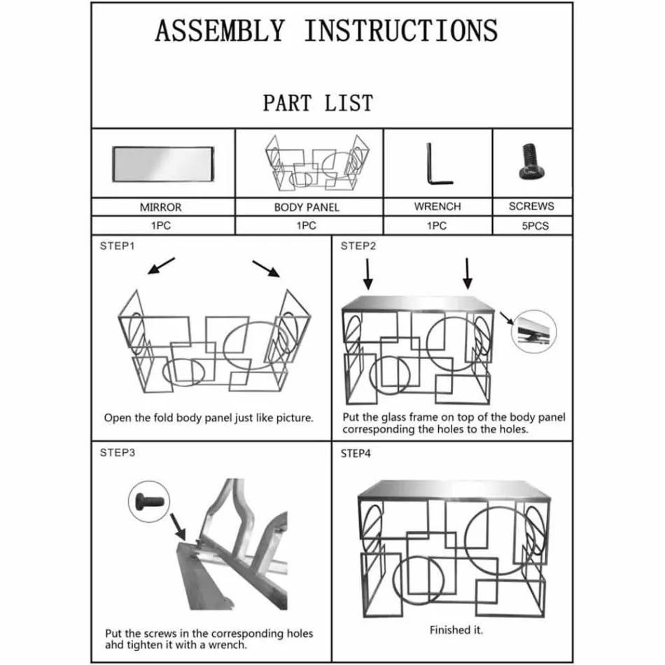 Moderne design rektangulær konsol i jern og spejl - Billie Viadurini