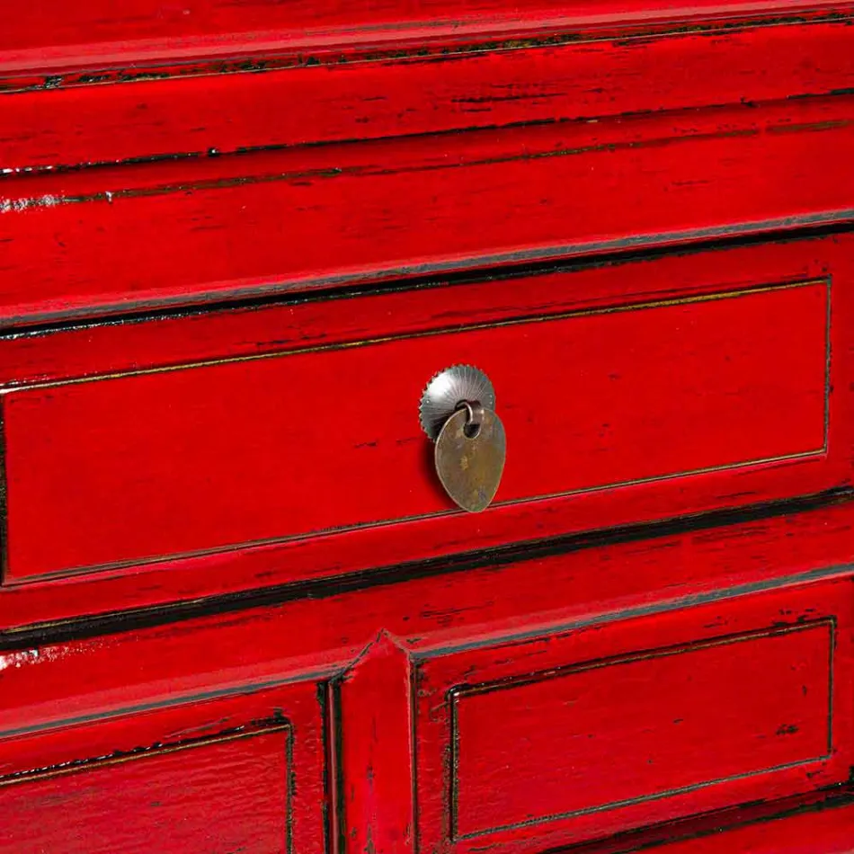 Rød konsol i almetræ med 3 skuffer Design Homemotion - Sonten Viadurini