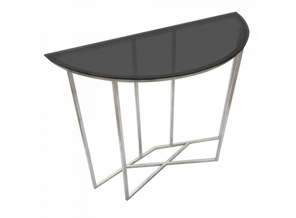 Moderne stil halvcirkel stue konsol i jern og glas - Augusta Viadurini