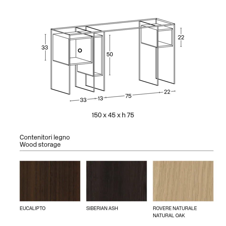 Konsol skrivebord i ekstra klart glas og træ lavet i Italien - Damiano Viadurini