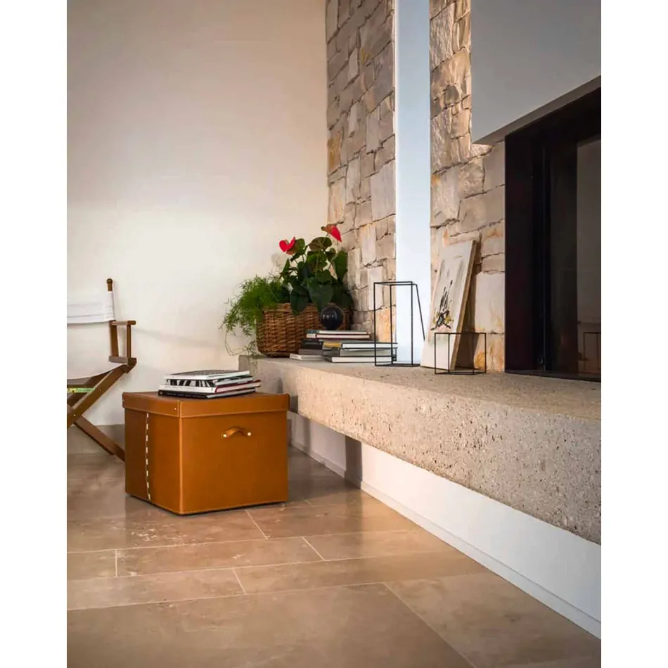 Moderne opbevaringsboks i regenereret læder fremstillet i Italien - Gabry Viadurini