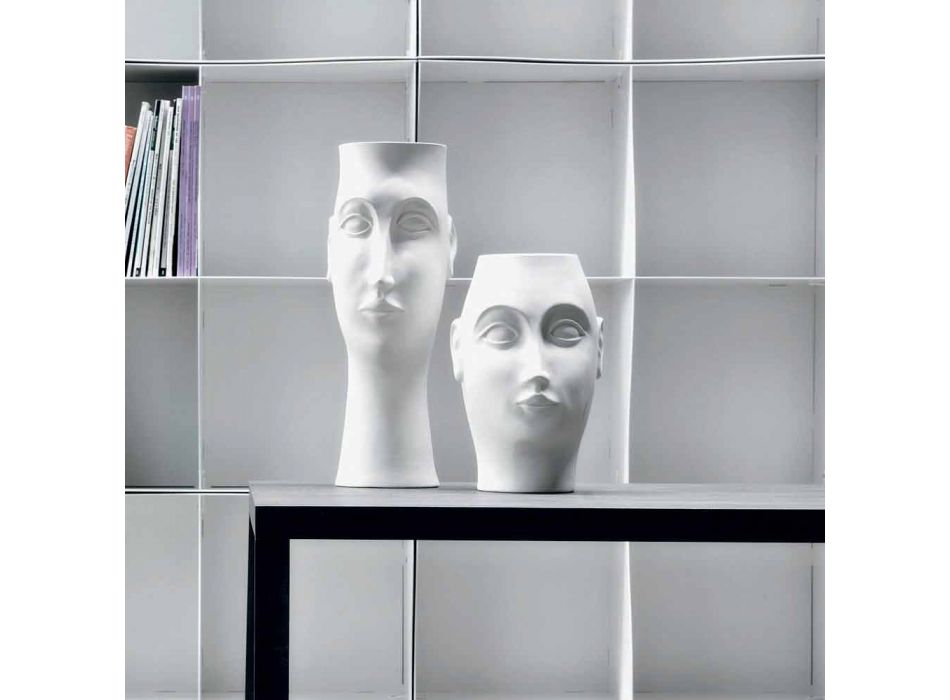 Par ansigtsformede keramiske ornamenter, fremstillet i Italien - visage Viadurini
