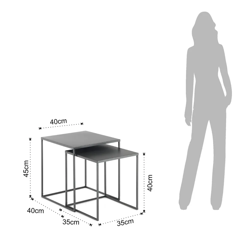 Et par sofaborde i antracitmalet stål - Sospiro Viadurini