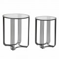 Et par runde kaffeborde i moderne design af glas og jern - Ezra