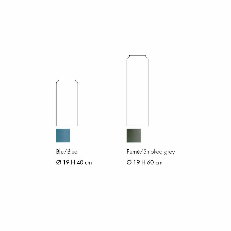 Par dekorative vaser i blåt og røget farvet glas, moderne design - Adriano Viadurini