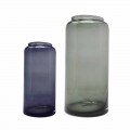 Par dekorative vaser i blåt og røget farvet glas, moderne design - Adriano