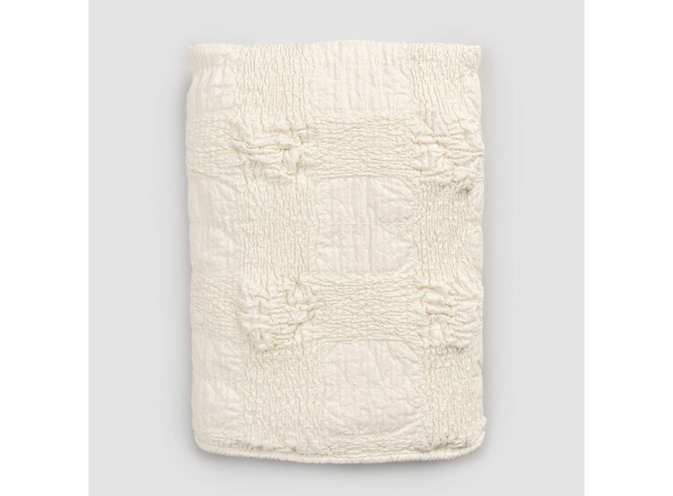Dobbelt sengetæppe i bomuld med elastisk broderi og flæsekant - Trimuno Viadurini