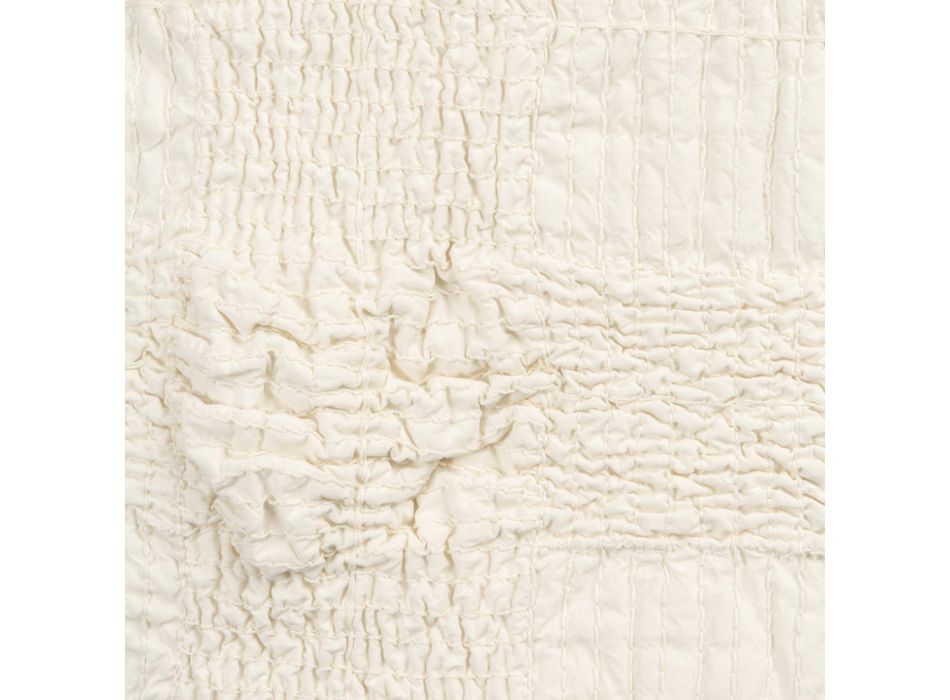 Dobbelt sengetæppe i bomuld med elastisk broderi og flæsekant - Trimuno Viadurini