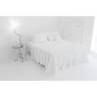 Dobbelt sengetæppe i hør og bomuld med elegant luksusbroderi - Patrizio Viadurini