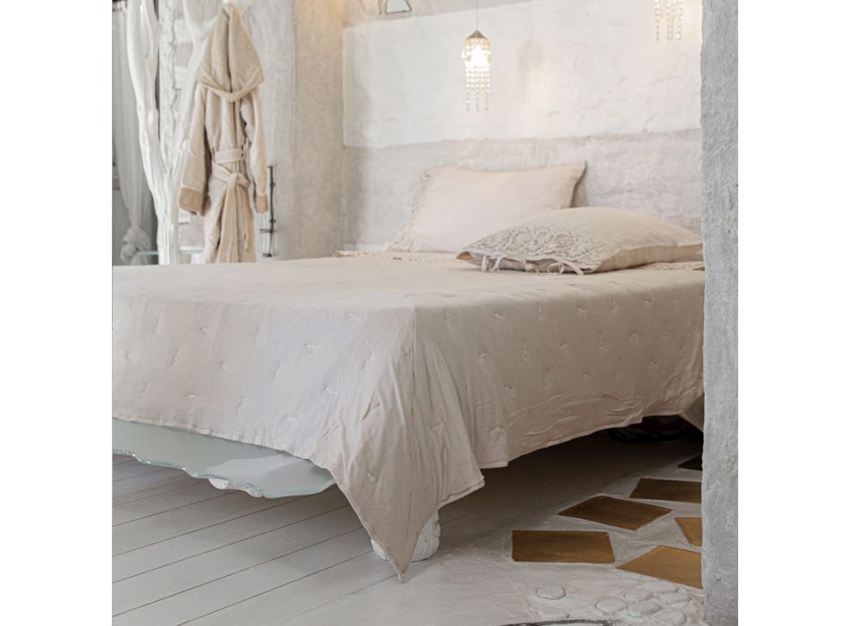 Luksus letvægts linned og jersey quiltet dobbelt sengetæppe - Gibbo Viadurini