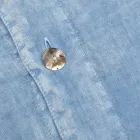 Lyseblå Lys hør dobbelt dynebetræk med knapper og klap - Ljuba Viadurini