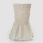 Elegant stolebetræk med ryglæn til stuen i broderet hør - Panteo Viadurini