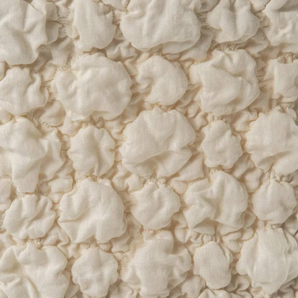 Elegant stolebetræk med ryglæn til stuen i broderet hør - Panteo Viadurini