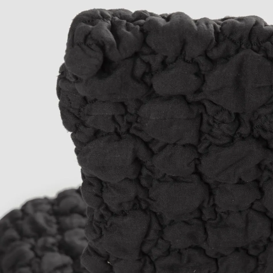 Elegant stolebetræk med ryglæn til stuen i broderet hør - Panteo Viadurini