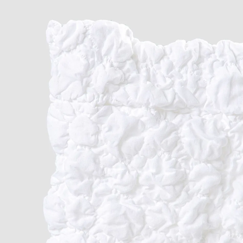 Elegant stolebetræk med ryglæn til stuen i broderet hør - Panteo Viadurini