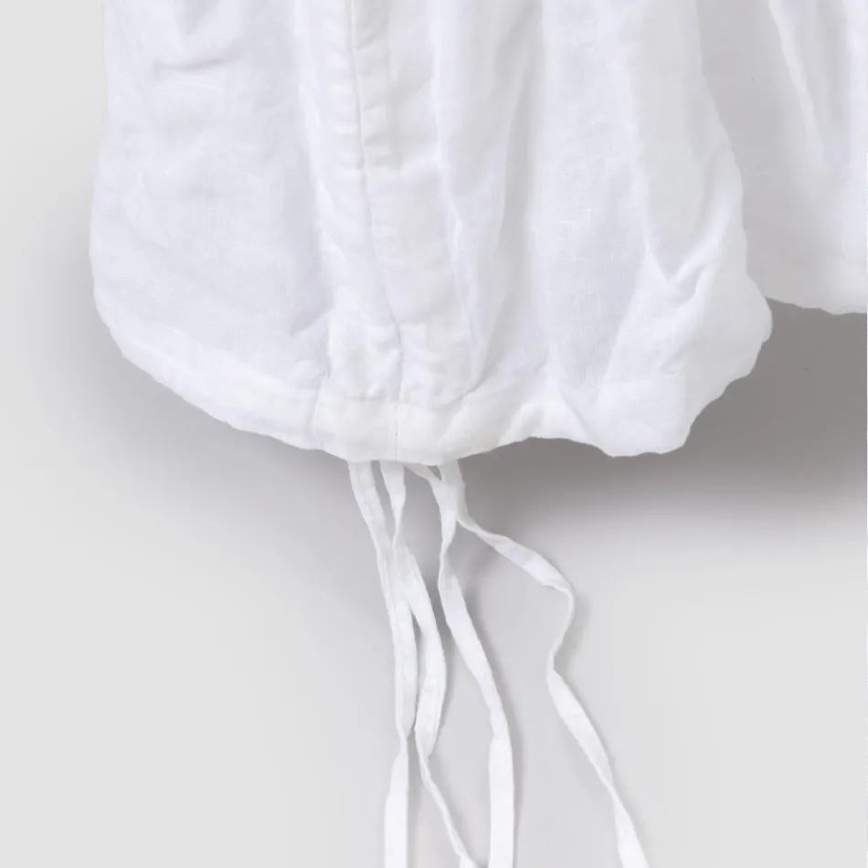 Elegant stolebetræk med ryglæn til stuen i broderet hør - Panteo Viadurini