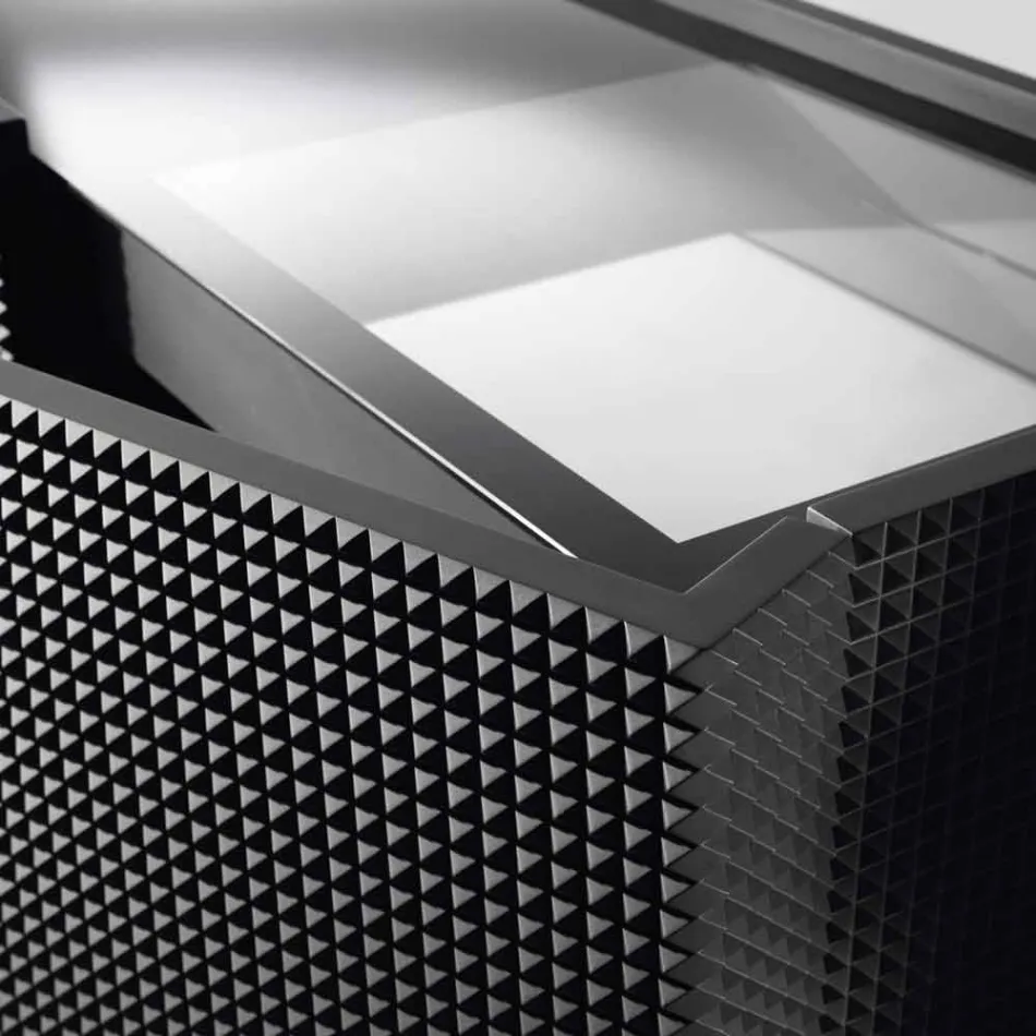 Skænk med to sorte døre med 2 døre og tilbagetrækning skuffe Flora Viadurini