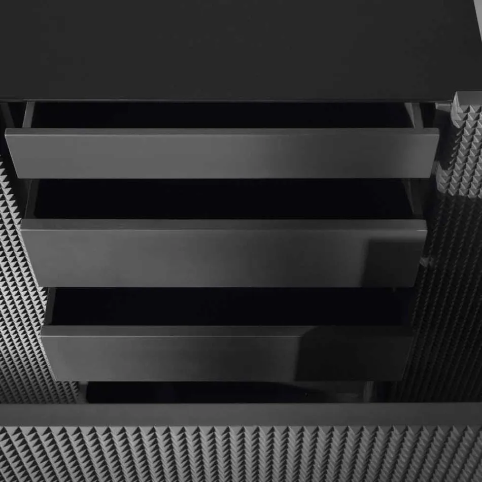 Skænk med to sorte døre med 2 døre og tilbagetrækning skuffe Flora Viadurini