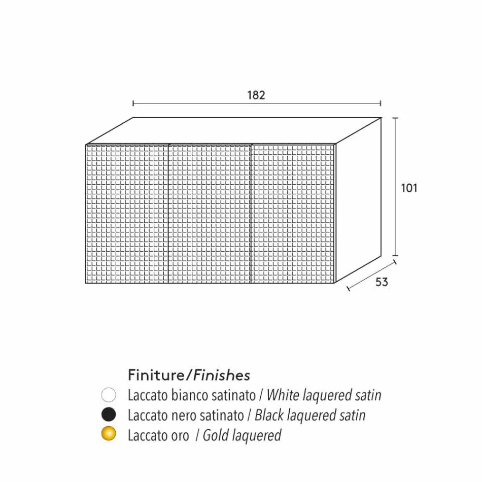 Skænk med to sorte døre med 2 døre og tilbagetrækning skuffe Flora Viadurini