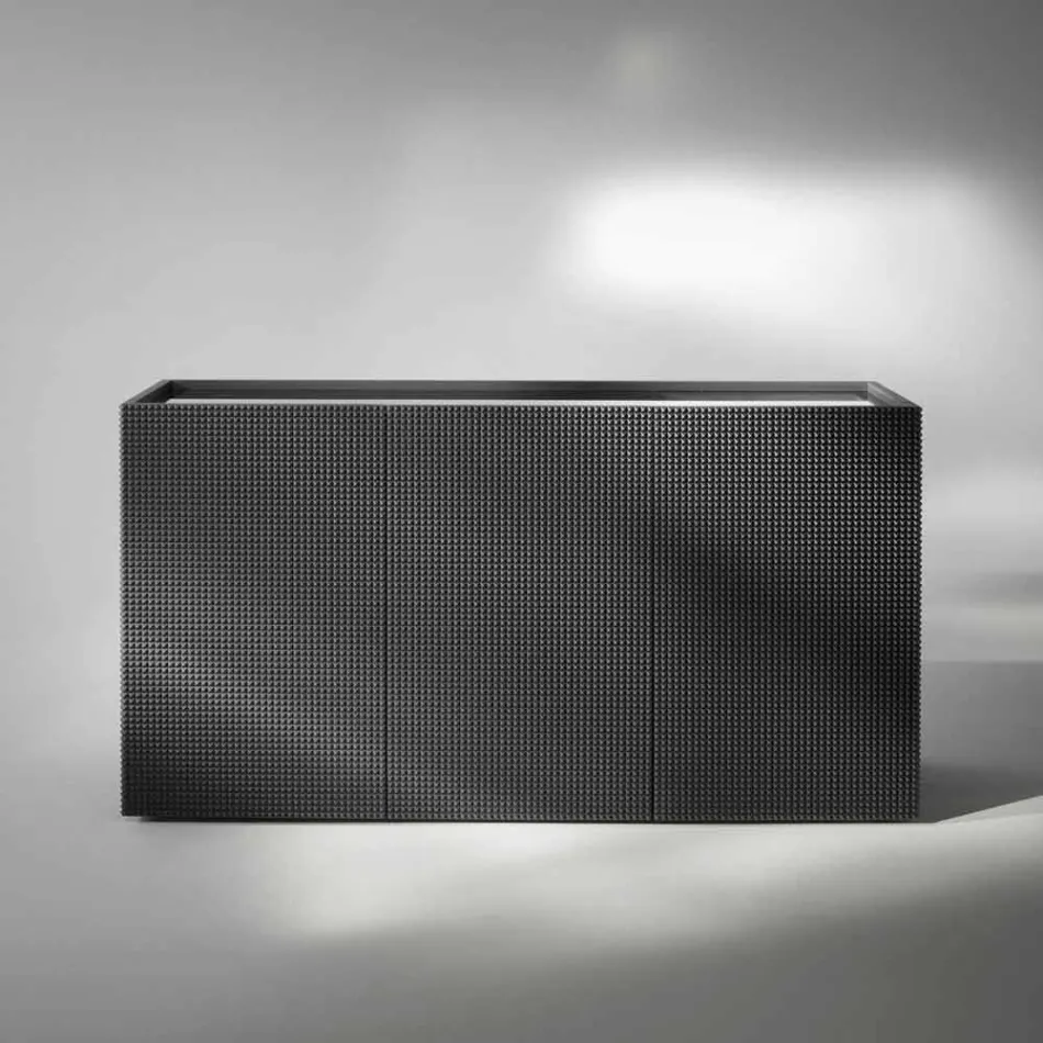 Skænk med to sorte døre med 2 døre og tilbagetrækning skuffe Flora Viadurini