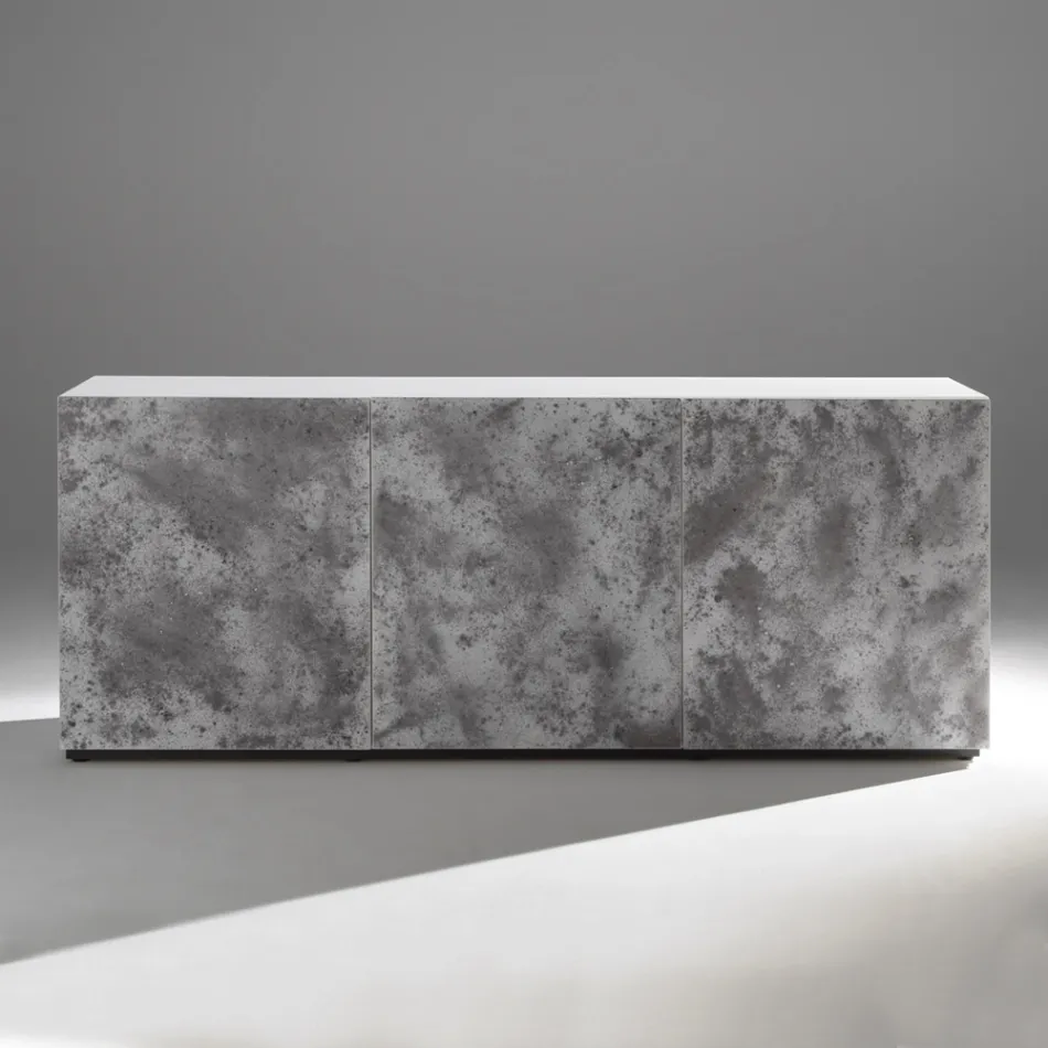 Skænk med 3 døre og 3 indvendige hylder i træ og MDF - Pesci Viadurini