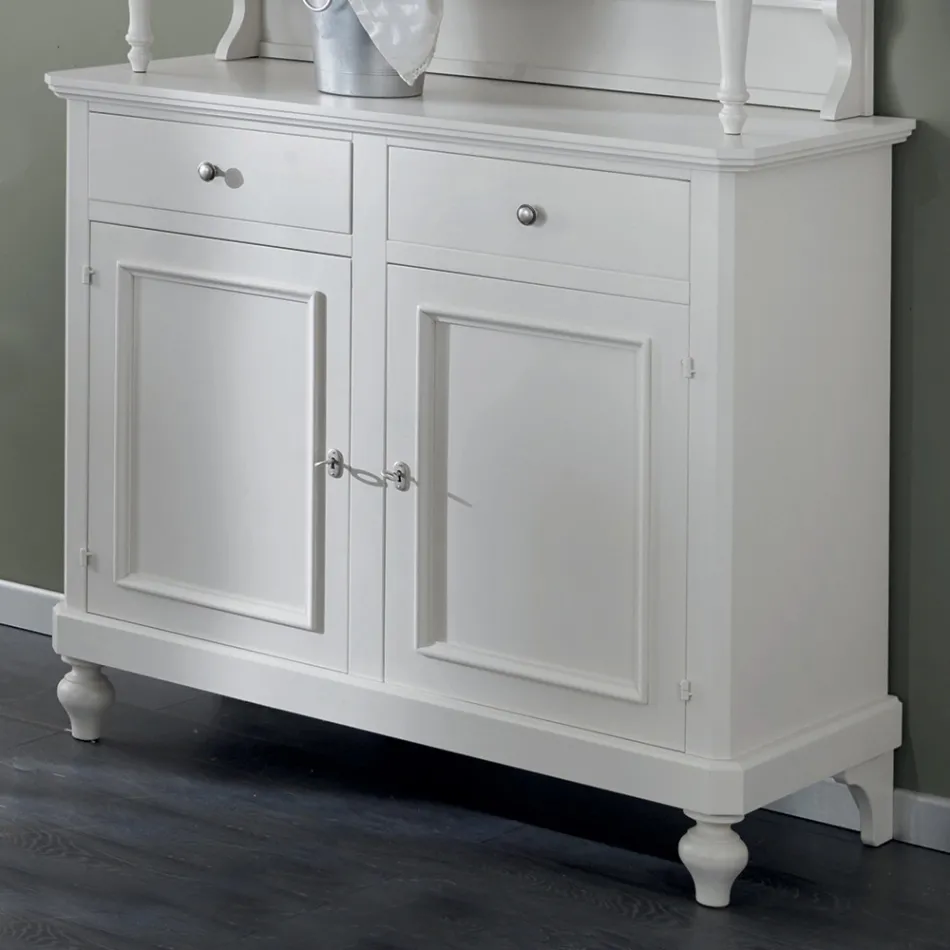 Høj skænk med stue vitrineskab i træ Made in Italy - Bran Viadurini