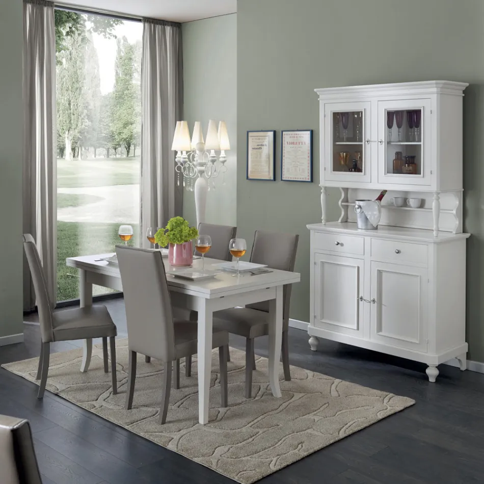 Høj skænk med stue vitrineskab i træ Made in Italy - Bran Viadurini