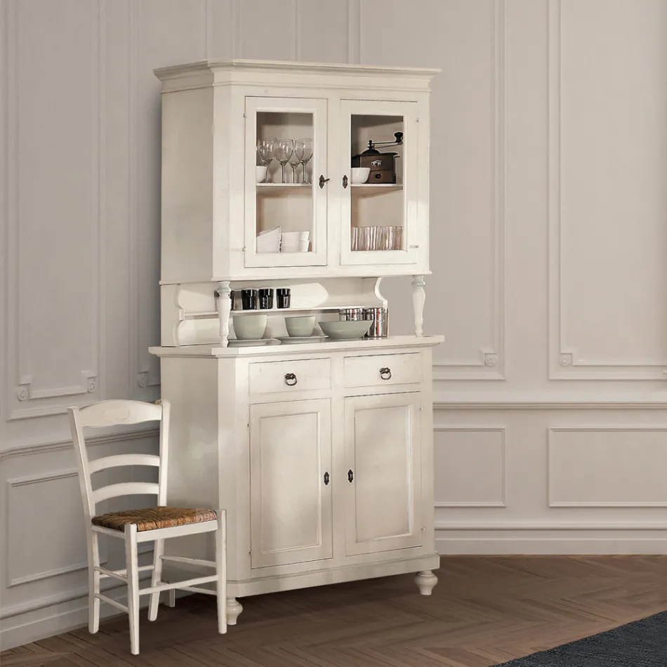 Høj skænk med stue vitrineskab i træ Made in Italy - Bran Viadurini