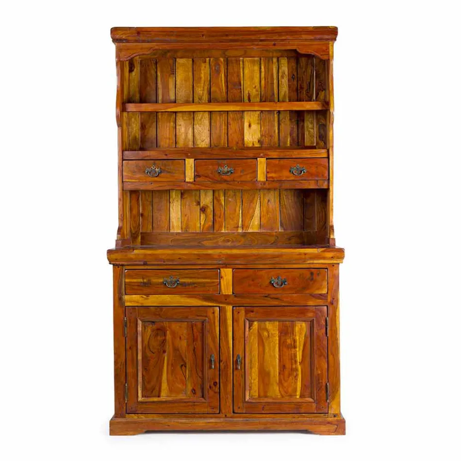 Skænk i klassisk stil med massivt akacietræsstruktur - Umami Viadurini