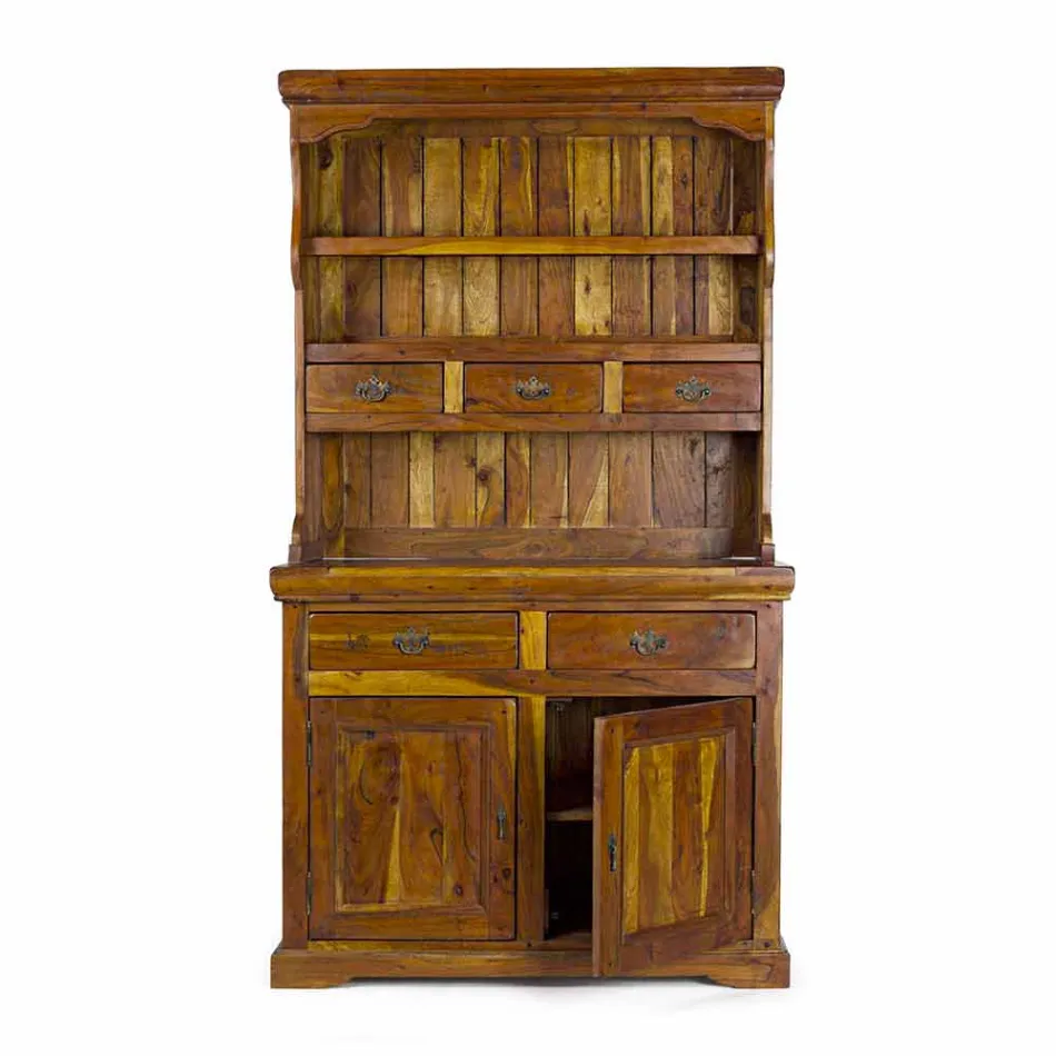 Skænk i klassisk stil med massivt akacietræsstruktur - Umami Viadurini