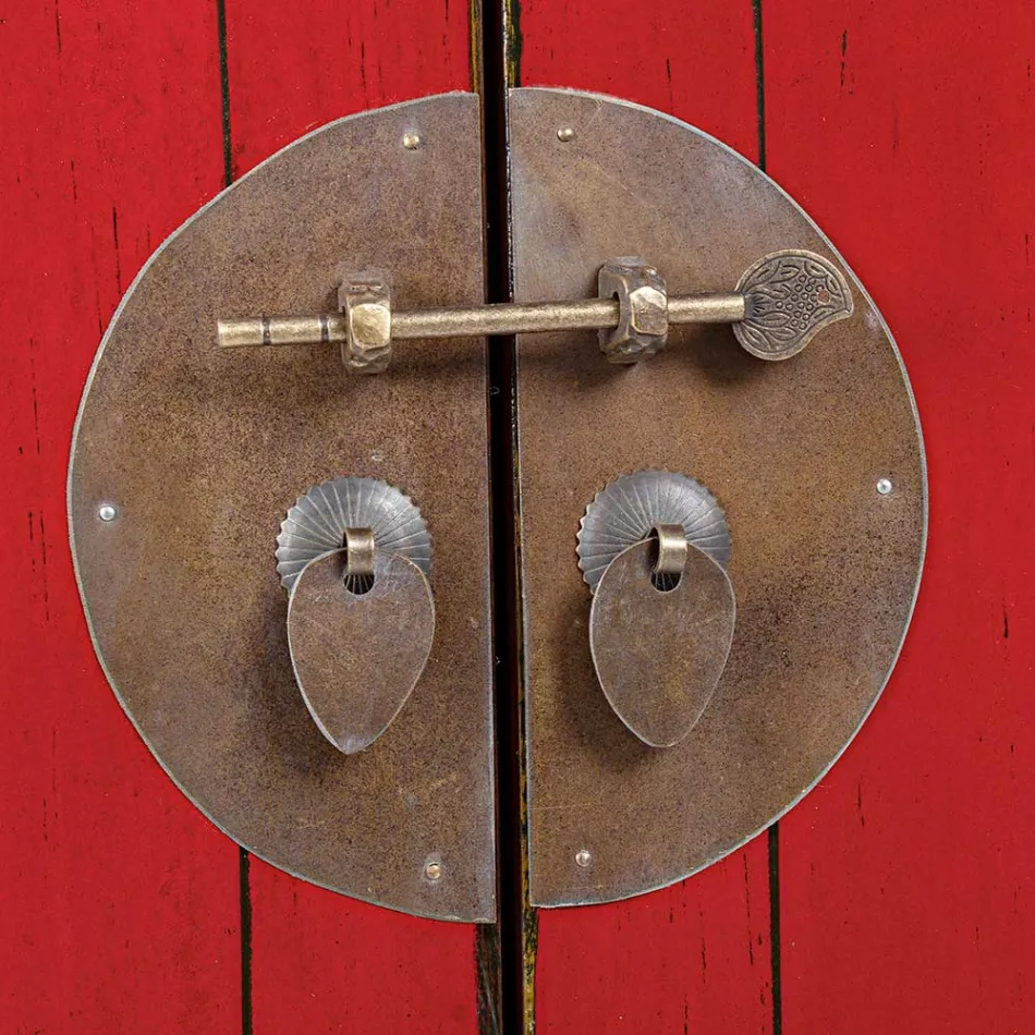 Vintage lav skænk med 2 døre i Red Elm Wood Homemotion - Konan Viadurini