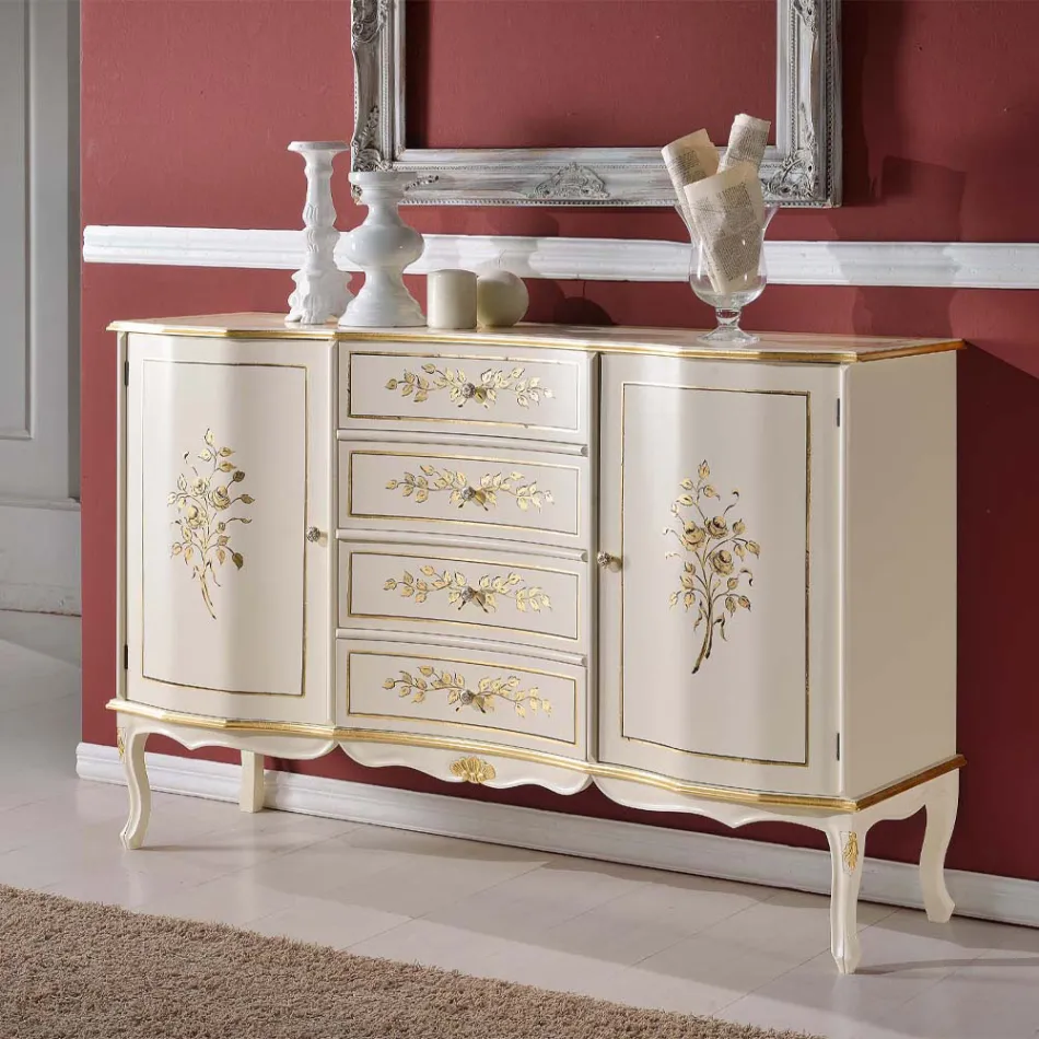 Klassisk 2 låger og 4 skuffer træskænk lavet i Italien - Windsor Viadurini